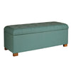 BM195808 - Polyester Upholstery Bench With Button Tufted Hinged Lid Storage And Wood Feet, Large, Teal