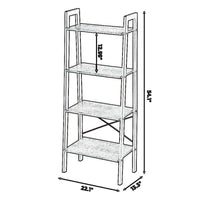 Iron Framed Ladder Style Storage Shelf with Four Wooden Shelves, Brown and Black - BM195817