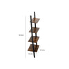 Rustic Ladder Style Iron Bookcase with Four Wooden Shelves, Brown and Black- BM195857
