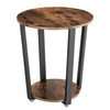 Stylish Iron and Wood End Table with Open Bottom Storage Shelf, Brown and Black - BM195860