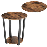 Stylish Iron and Wood End Table with Open Bottom Storage Shelf, Brown and Black - BM195860