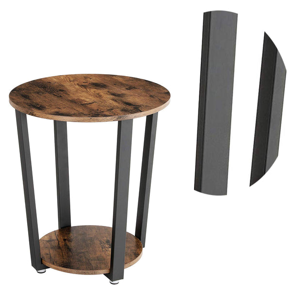 Stylish Iron and Wood End Table with Open Bottom Storage Shelf, Brown and Black - BM195860