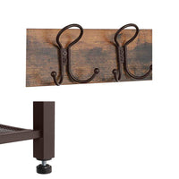 Wood and Metal Frame Hall Tree with 5 Dual Hooks, Rustic Brown and Black - BM195868