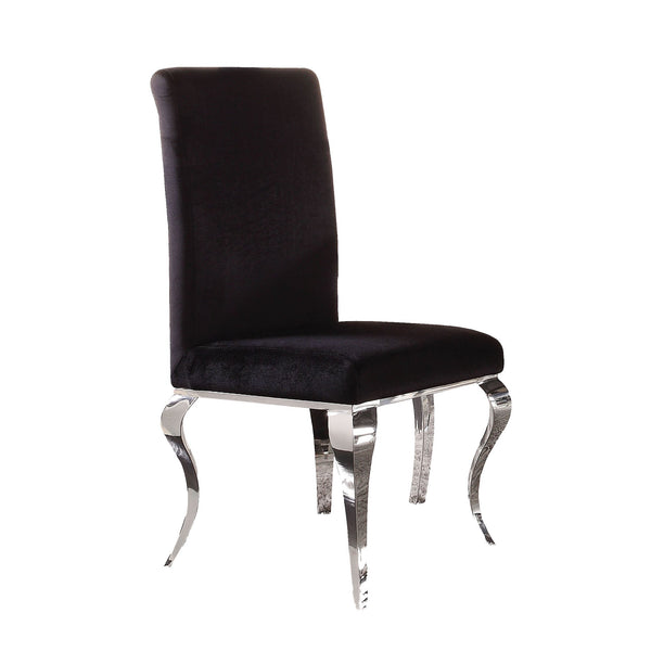 BM195933 - Fabric Upholstered Metal Side Chairs with Cabriole Style Legs, Black and Silver, Set of Two