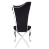 Fabric Upholstered Metal Side Chairs with Asymmetrical Backrest, Silver and Black, Set of Two - BM195935
