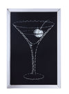 BM196002 - Wood and Mirror Martini Glass Wall Art, Clear and Black