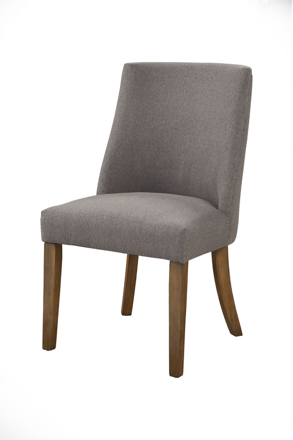 BM196025 - Fabric Upholstered Wooden Side Chairs With Curved Backrest, Set of Two, Gray and Brown