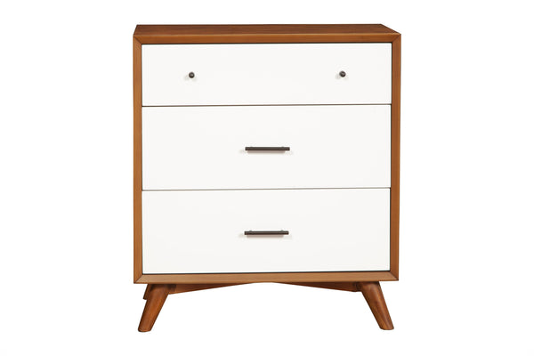 BM196032 - Modern Style Wooden Chest With Three Drawers and Flared Legs, Brown and White