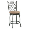 BM196044 - Metal Framed Counter Stool with Fabric Upholstered seat and Designer Back, Beige and Black