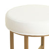 BM196058 - Round Shape Metal Framed Stool with Velvet Upholstered Seat, White and Gold