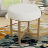 BM196058 - Round Shape Metal Framed Stool with Velvet Upholstered Seat, White and Gold