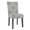 BM196084 - Medallion Pattern Fabric Upholstered Parsons Chair with Wooden Legs, Gray and Brown, Set of Two