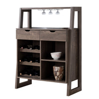 Stylish Wooden Wine Cabinet with Sled Legs and Spacious Storage, Brown - BM196199