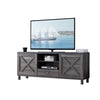 BM196206 - Transitional Wooden TV Stand with Two Side Door Cabinets and Spacious Storage, Gray