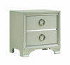 BM196266 - Two Drawers Wooden Nightstand with Oversized Ring Handles, Silver