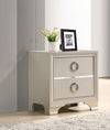 Two Drawers Wooden Nightstand with Oversized Ring Handles, Silver - BM196266
