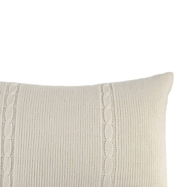 Fabric Accent Pillow with Knitted Pattern Details, Cream - BM196281