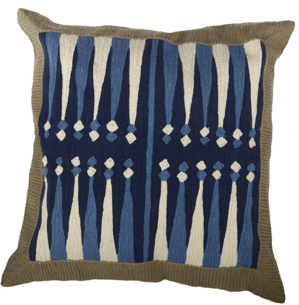 Fabric Accent Pillow with Embroidered Design, Cream - BM196297