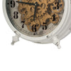 Classic Metal Table Clock with Gears Front and Distressed Details, White and Gold - BM196310