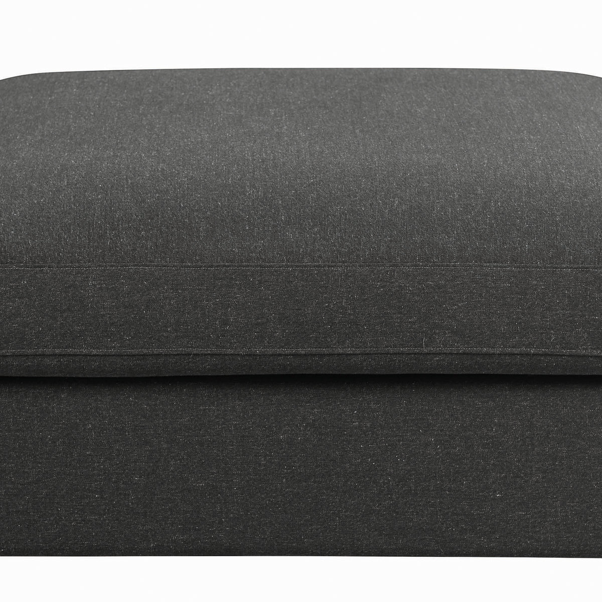 BM196660 - Fabric Upholstered Wooden Ottoman with Loose Cushion Seat and Small Feet, Dark Gray