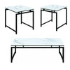 3 Piece Metal Base Occasional Table Set with Faux Marble Top, Black and White  - BM196797