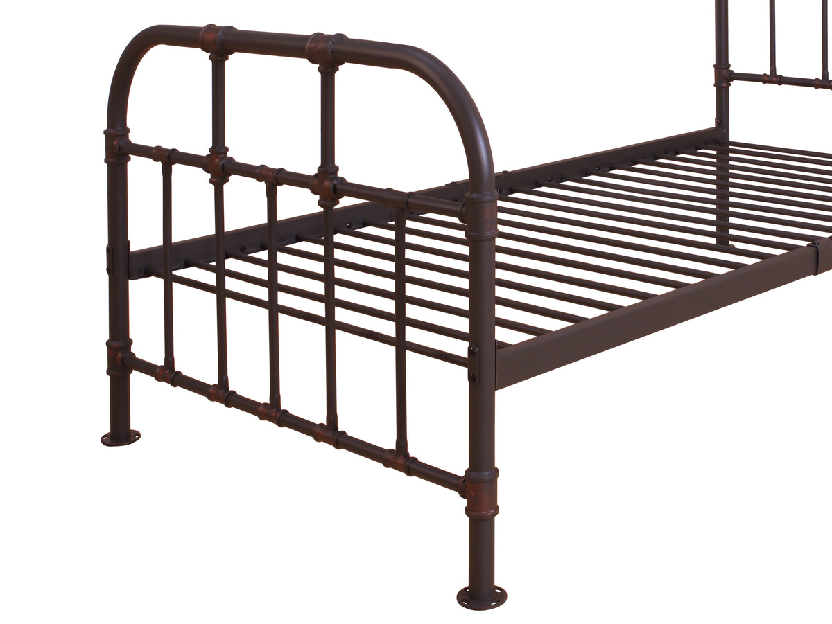 Metal Twin Bed with Pipe Design Structure, Antique Bronze - BM196892