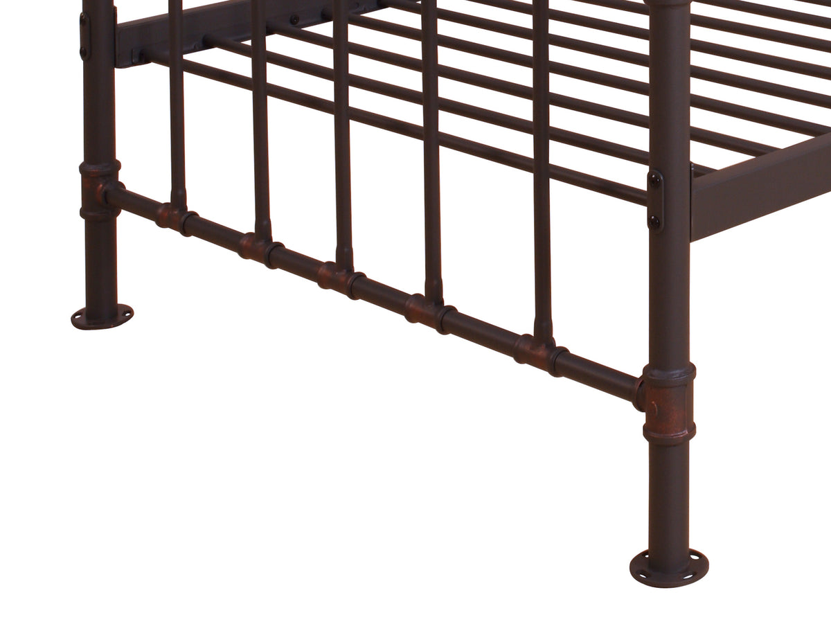 Metal Twin Bed with Pipe Design Structure, Antique Bronze - BM196892