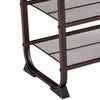Industrial 3 Tier Wood Top Shoe Rack with Metal Base, Black and Brown - BM197487