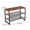 Industrial 3 Tier Wood Top Shoe Rack with Metal Base, Black and Brown - BM197487