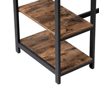 Yori Industrial 55 Inch Wood and Metal Desk with 2 Shelves, Black and Brown - BM197490