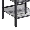 Wooden Side Table with Metal Mesh Shelves, Set of 2, Black and Brown - BM197492