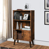 2 Tier Wooden Bookshelf with Storage Cabinet and Angled Legs, Brown - BM197495