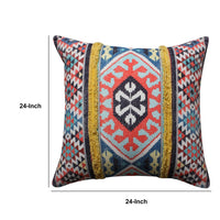 24 x 24 Square Cotton Accent Throw Pillow, Soft Kilim Print, Set of 2, Multicolor - BM200560