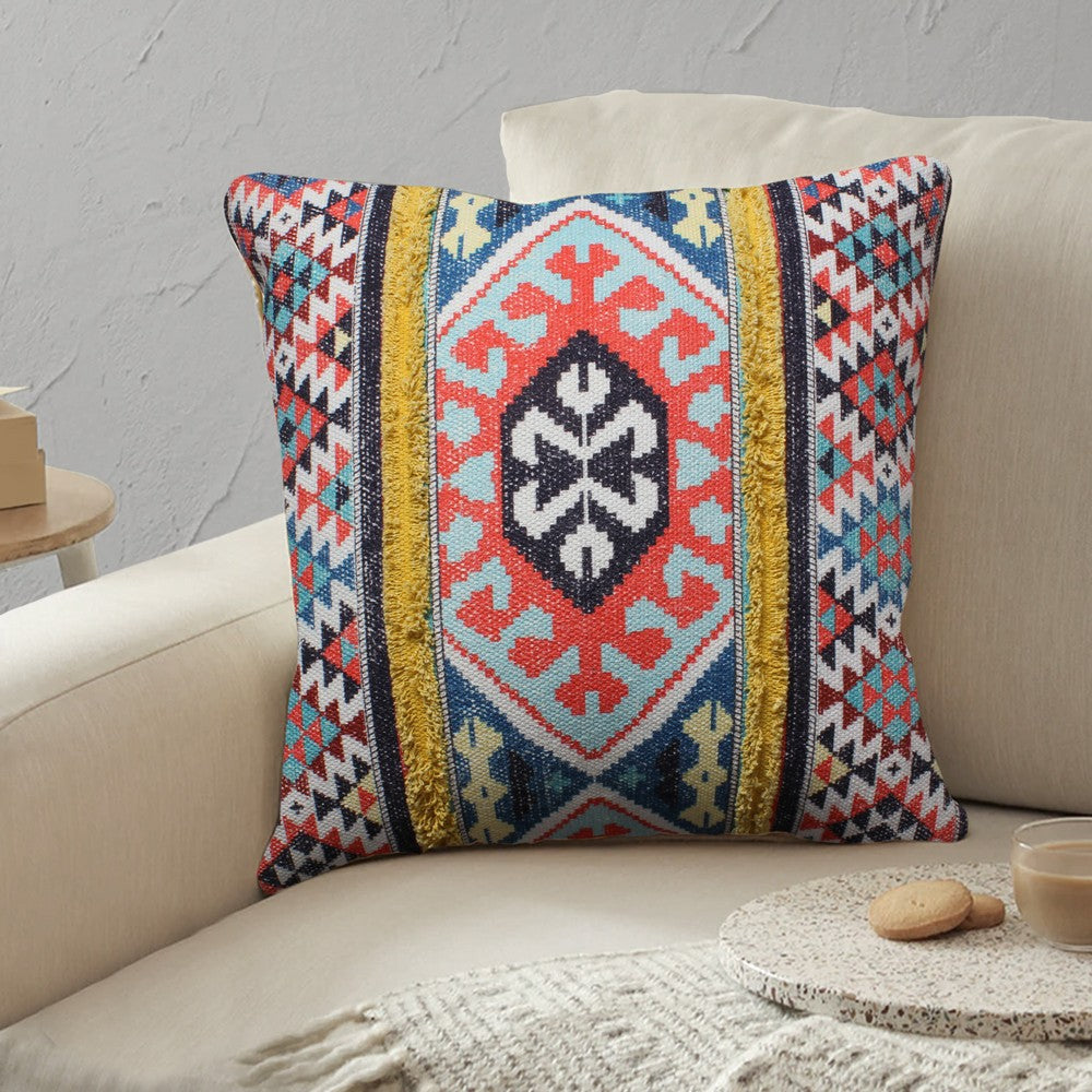 24 x 24 Square Cotton Accent Throw Pillow, Soft Kilim Print, Set of 2, Multicolor - BM200560