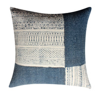 Dae 24 x 24 Square Handwoven Cotton Accent Throw Pillow, Classic Simple Kilim Pattern, Set of 2, Blue, Off White - BM200561