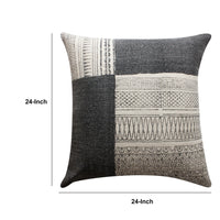 Dae 24 x 24 Square Handwoven Accent Throw Pillow, Cotton Dhurrie, Classic Kilim Pattern, Set of 2, Gray, Off White - BM200562