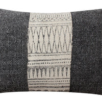 12 x 20 Rectangular Soft Cotton Dhurrie Accent Lumbar Throw Pillow, Kilim Pattern, Set of 2, Gray, White - BM200576