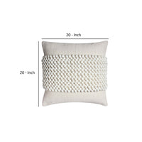 20 x 20 Square Cotton Accent Throw Pillow, Textured Dotted Fabric Details, Set of 2, White - BM200580