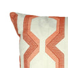 Contemporary Cotton Pillow with Geometric Embroidery, Red and White - BM200586