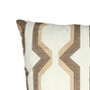 Contemporary Cotton Pillow with Geometric Embroidery, Brown and White - BM200587