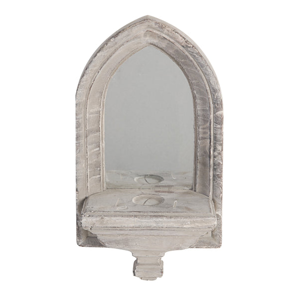Cement Protected Decorative Wall Mirror, Washed White - BM200637