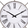 Metal Wall Clock with Circle Dial and Roman Numbers, Silver and White - BM200639