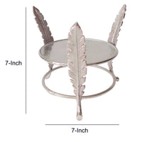 Aluminum Candle Holder Surrounded with Three Leaf Pillars, Silver - BM200645