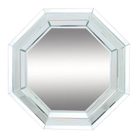Octagonal Shaped Wall Mirror with Wooden Backing, Clear - BM200653
