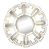Round Sunburst Wall Mirror with Geometric Design Metal Frame, Gold - BM200654