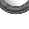 Round Wall Mirror with Thick Embossed Metal Border, Antique Gray - BM200655