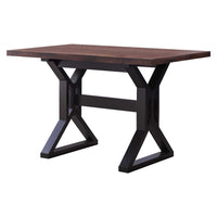 Two Toned Rectangular Wooden Dining Table with X Shaped Trestle Base, Black and Brown - BM200691