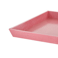 Wood and Leatherette Decorative Serving Tray with Raised Sides, Pink - BM200885