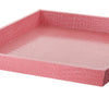Wood and Leatherette Decorative Serving Tray with Raised Sides, Pink - BM200885
