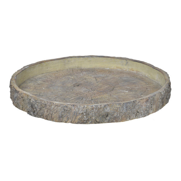 Decorative Cemented Log Plate with Distressed Details, Gray - BM200905